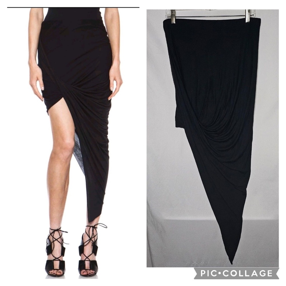 Womens Helmut Lang E01HW351 Asymmetrical Wrap Modal Blend Skirt Black Size M